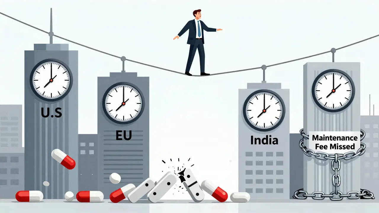 A CEO on a tightrope between countries with different patent expiration clocks, while generic drugs fall like dominoes.